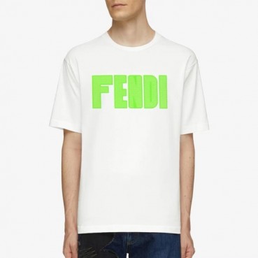 펜디 남성 화이트 반팔 티셔츠 - Fendi Mens White Tshirts 