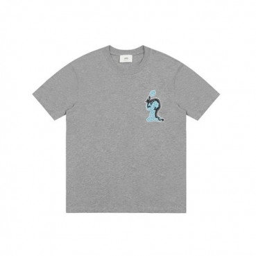 아미 남성 그레이 반팔 티셔츠 - Ami Mens Gray Tshirts 