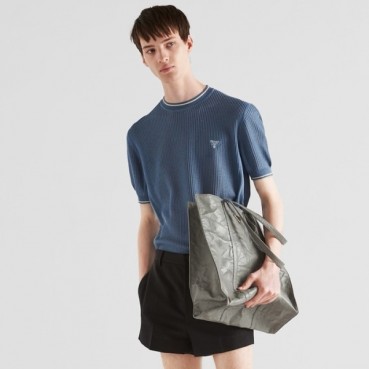프라다 남성 블루 반팔 티셔츠 - Prada Mens Blue Tshirts 