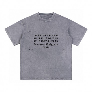 메종 마르지엘라 남/녀 그레이 반팔 티셔츠 - Maison Margiela Unisex Gray Tshirts 