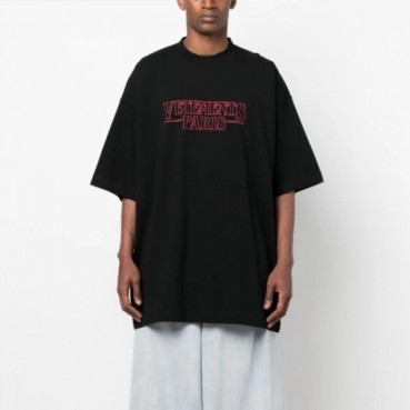 베트멍 남/녀 블랙 반팔 티셔츠 - Vetements Unisex Over Size Tshirts 