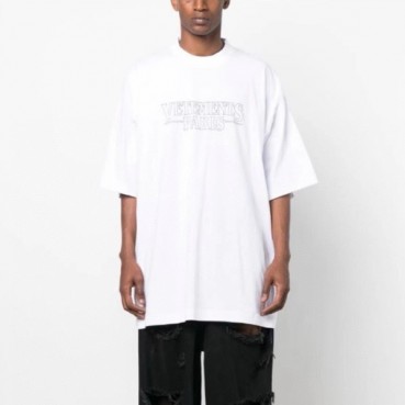 베트멍 남/녀 화이트 반팔 티셔츠 - Vetements Unisex Over Size Tshirts 