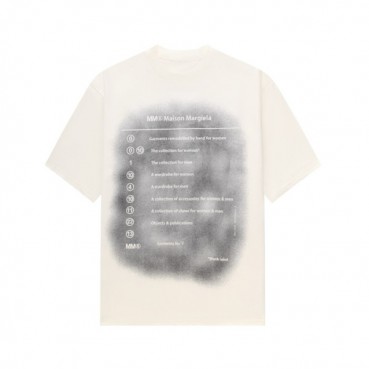 메종 마르지엘라 남/녀 아이보리 반팔 티셔츠 - Maison Margiela Unisex Ivory Tshirts 