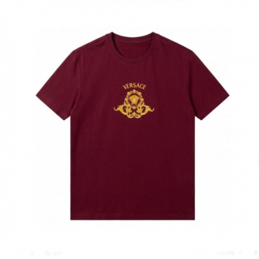 베르사체 남성 버건디 반팔 티셔츠 - Versace Mens Tshirts 