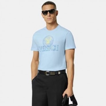 베르사체 남성 스카이블루 티셔츠 - Versace Mens Skyblue Tshirts 