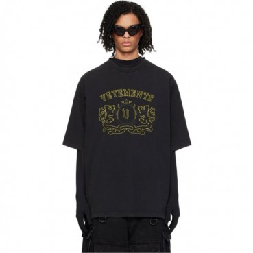 베트멍 남/녀 블랙 반팔 티셔츠 - Vetements Unisex Black Tshirts 