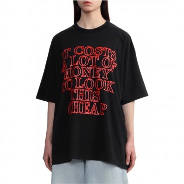 베트멍 여성 블랙 반팔 티셔츠 - Vetements Womens Black Tshirts 
