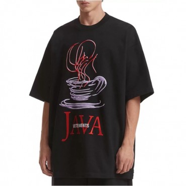 베트멍 남/녀 블랙 반팔 티셔츠 - Vetements Unisex Black Tshirts 