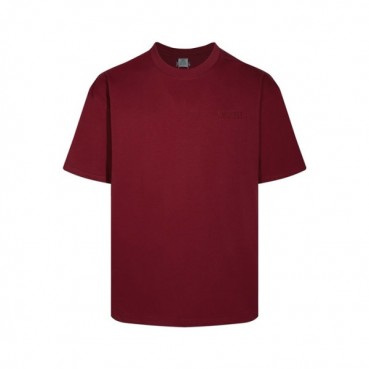 베트멍 남/녀 버건디 반팔 티셔츠 - Vetements Unisex Burgundy Tshirts 