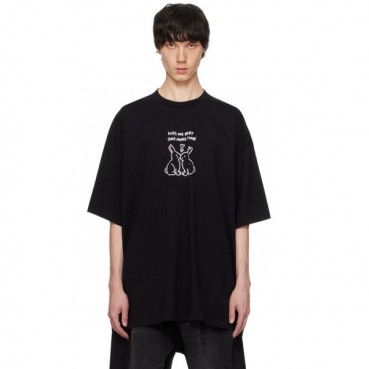 베트멍 남/녀 블랙 반팔 티셔츠 - Vetements Unisex Black Tshirts 