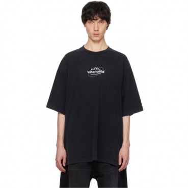 베트멍 남/녀 블랙 반팔 티셔츠 - Vetements Unisex Black Tshirts 