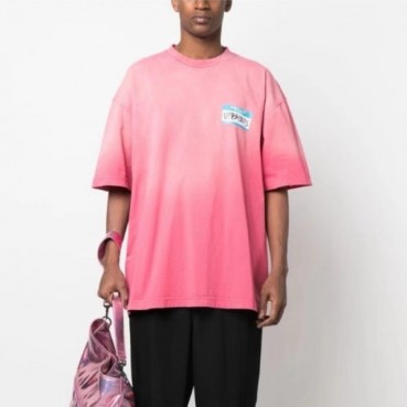 베트멍 남/녀 핑크 반팔 티셔츠 - Vetements Unisex Pink Tshirts 