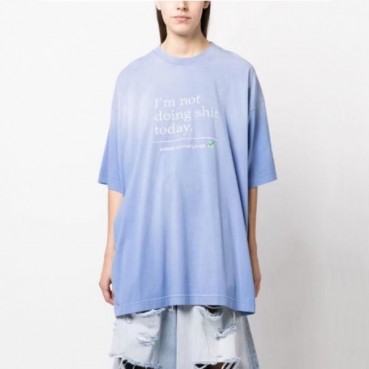 베트멍 여성 블루 반팔 티셔츠 - Vetements Womens Blue Tshirts 