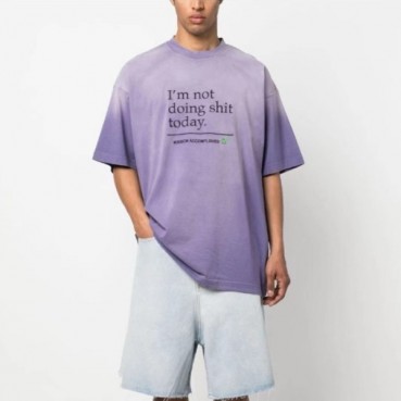 베트멍 남/녀 퍼플 반팔 티셔츠 - Vetements Unisex Purple Tshirts 