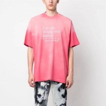 베트멍 남/녀 핑크 반팔 티셔츠 - Vetements Unisex Pink Tshirts 