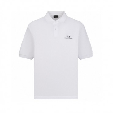 발렌시아가 남성 화이트 반팔 폴로 티셔츠 - Balenciaga Mens White Tshirts 