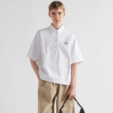 프라다 남성 화이트 반팔 폴로 티셔츠 - Prada Mens White Tshirts 