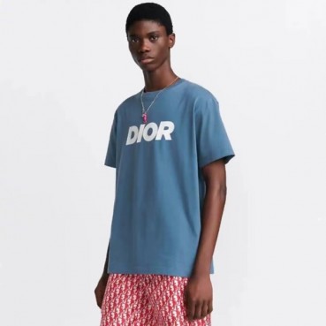 디올 남성 블루 반팔 티셔츠 - Dior Mens Blue Tshirts 