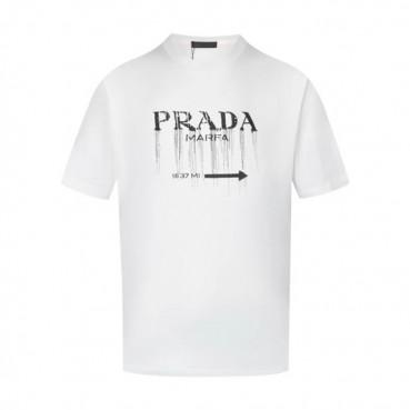 프라다 남성 화이트 반팔 티셔츠 - Prada Mens White Tshirts 
