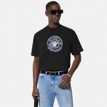 베르사체 남성 블랙 티셔츠 - Versace Mens Initial Black Tshirts 