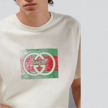 구찌 남/녀 화이트 티셔츠 - Gucci Unisex White Tshirts 