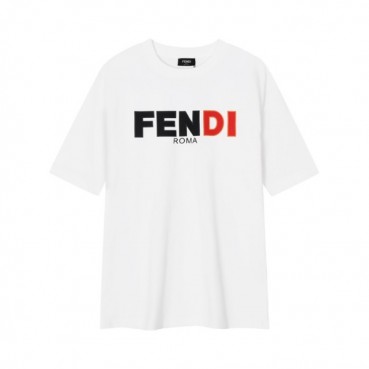 펜디 남성 화이트 반팔 티셔츠 - Fendi Mens White Tshirts 
