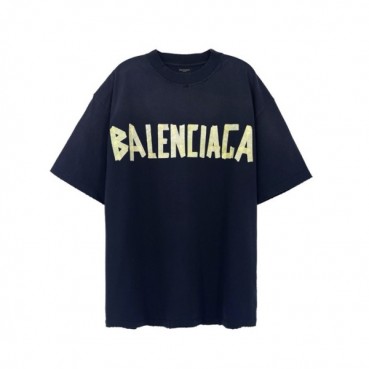 발렌시아가 남성 블랙 반팔 티셔츠 - Balenciaga Mens Purple Tshirts 