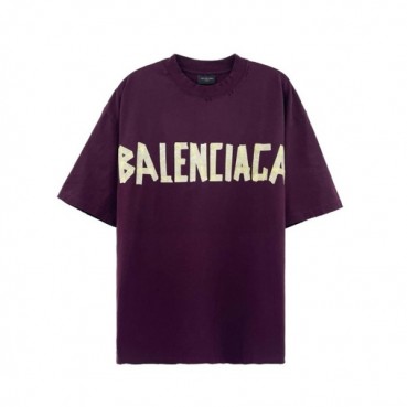 발렌시아가 남성 퍼플 반팔 티셔츠 - Balenciaga Mens Purple Tshirts 