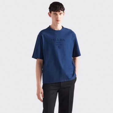 프라다 남성 블루 반팔 티셔츠 - Prada Mens Blue Tshirts 