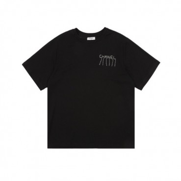 샤넬 남/녀 블랙 반팔티 - Chanel Unisex Black Tshirts 
