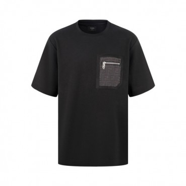 펜디 남성 블랙 반팔 티셔츠 - Fendi Mens Black Tshirts 