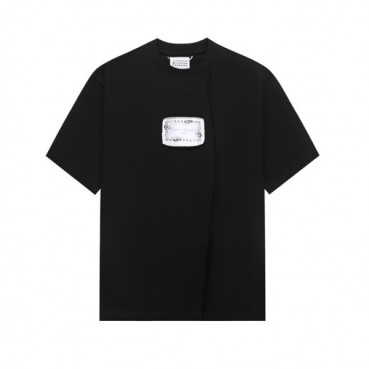 메종 마르지엘라 남/녀 블랙 반팔 티셔츠 - Maison Margiela Unisex Black Tshirts 