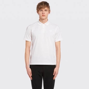 프라다 남성 화이트 반팔 폴로 티셔츠 - Prada Mens White Tshirts 