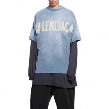 발렌시아가 남성 블루 반팔 티셔츠 - Balenciaga Mens Blue Tshirts 