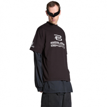 발렌시아가 남성 블랙 반팔 티셔츠 - Balenciaga Mens Black Tshirts 
