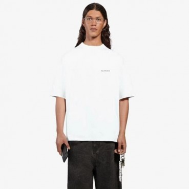 발렌시아가 남성 화이트 반팔 티셔츠 - Balenciaga Mens White Tshirts 
