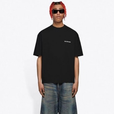 발렌시아가 남성 블랙 반팔 티셔츠 - Balenciaga Mens Black Tshirts 