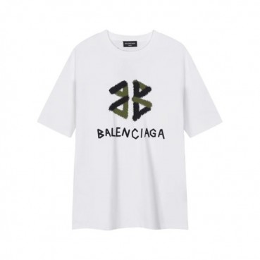 발렌시아가 남성 화이트 반팔 티셔츠 - Balenciaga Mens White Tshirts 