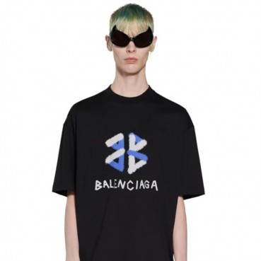 발렌시아가 남성 블랙 반팔 티셔츠 - Balenciaga Mens Black Tshirts 