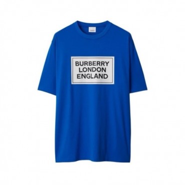 버버리 남/녀 블루 반팔 티셔츠 - Burberry Unisex Blue Tshirts 