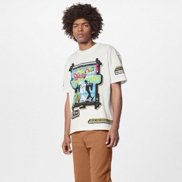 루이비통 남성 화이트 반팔 티셔츠 - Louis vuitton Mens White Tshirts 