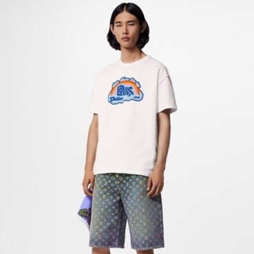 루이비통 남성 화이트 반팔 티셔츠 - Louis vuitton Mens White Tshirts 