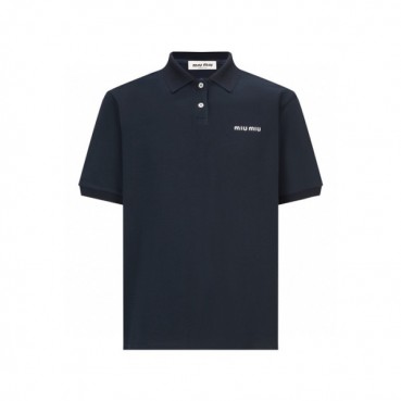 미우미우 남/녀 반팔 폴로 셔츠 - Miumiu Unisex Polo Tshirt 