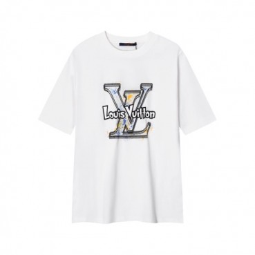 루이비통 남성 화이트 반팔 티셔츠 - Louis vuitton Mens White Tshirts 