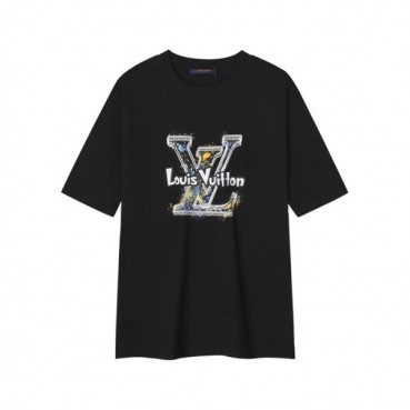 루이비통 남성 블랙 반팔 티셔츠 - Louis vuitton Mens Black Tshirts 