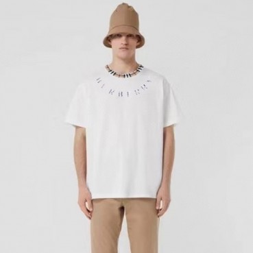 버버리 남/녀 화이트 반팔 티셔츠 - Burberry Unisex White Tshirts 