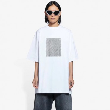 발렌시아가 남성 화이트 반팔 티셔츠 - Balenciaga Mens White Tshirts 
