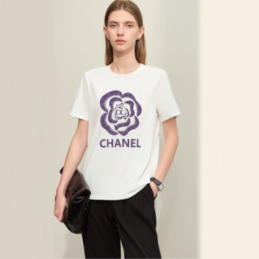 샤넬 여성 화이트 반팔 티셔츠 - Chanel Womens White Tshirts 