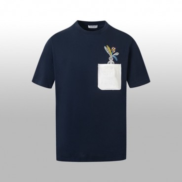 로에베 남/녀 네이비 반팔 티셔츠 - Loewe Unisex Navy Tshirts 