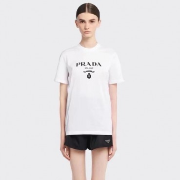 프라다 여성 화이트 반팔 티셔츠 - Prada Women White Tshirts 